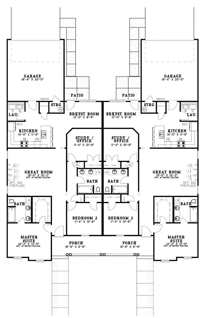 Multi-Family House Plan First Floor - Gail Delightful Duplex Design Plan055D-0367 - Search House Plans and More