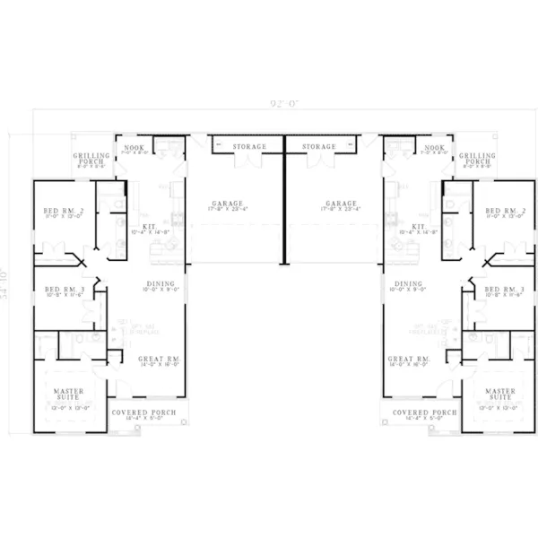 Ranch House Plan First Floor - Augusta Shores Ranch Duplex 055D-0368 - Search House Plans and More