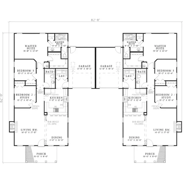 Ranch House Plan First Floor - Fordyce Crest Multi-Family Home 055D-0369 - Search House Plans and More