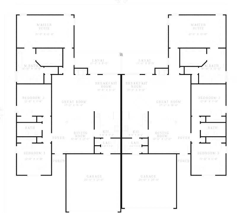 Traditional House Plan First Floor - Maraldo Sunbelt Duplex 055D-0372 - Shop House Plans and More
