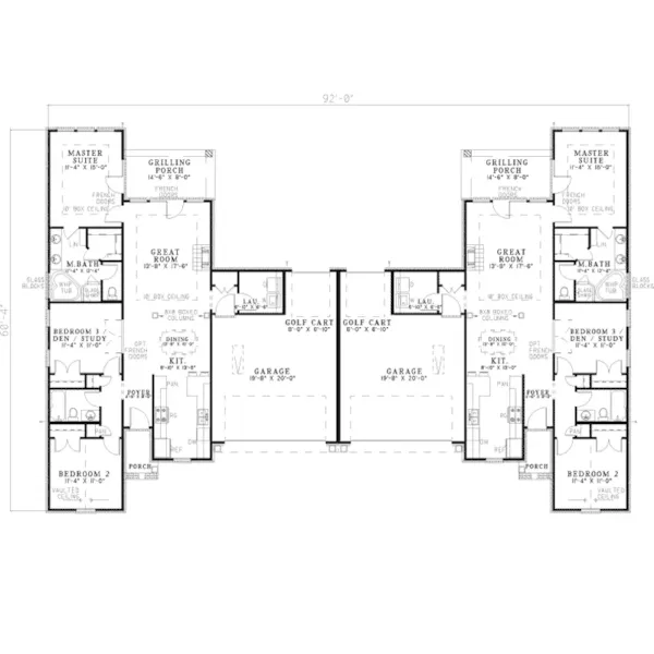 Country House Plan First Floor - Country Crossing Duplex 055D-0378 - Search House Plans and More