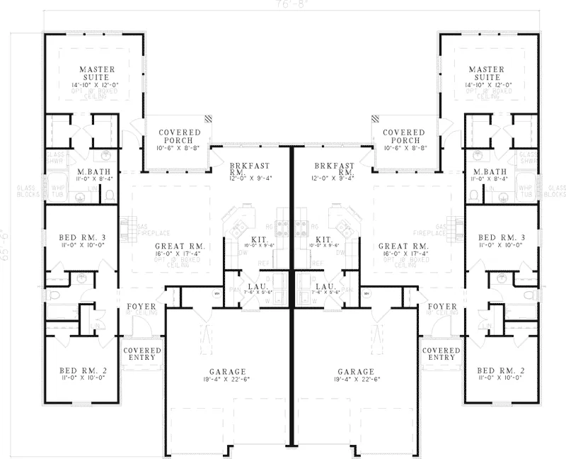 Traditional House Plan First Floor - Milldale Duplex Design 055D-0379 - Shop House Plans and More