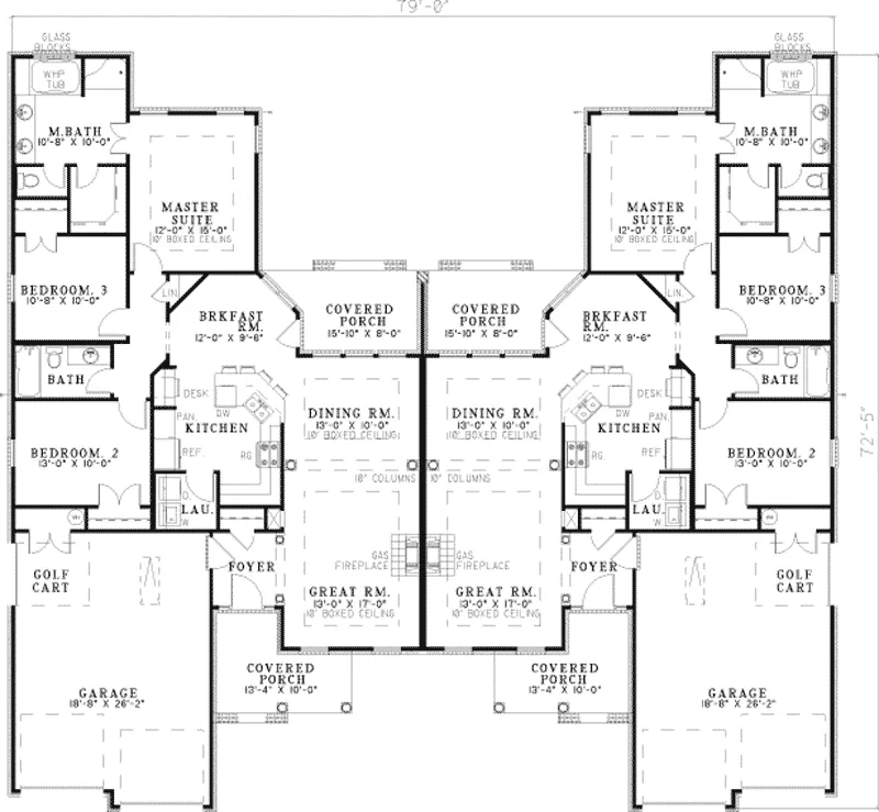 Traditional House Plan First Floor - Halliburton Ranch Duplex 055D-0380 - Search House Plans and More