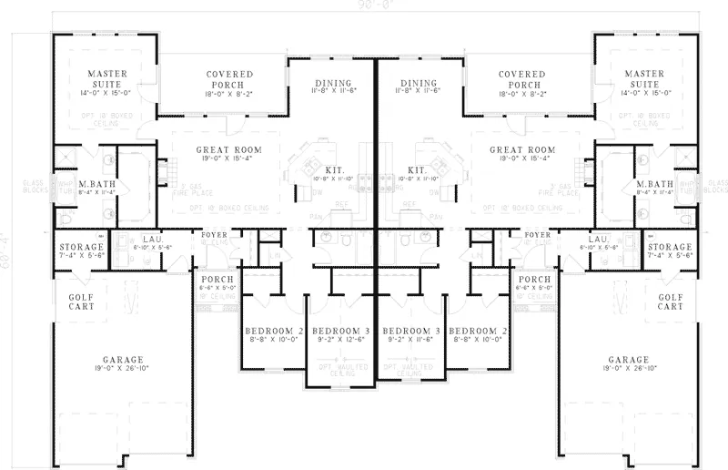Ranch House Plan First Floor - Magdelena Hill Duplex 055D-0382 - Shop House Plans and More