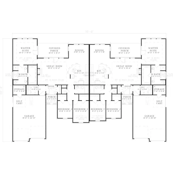 Ranch House Plan First Floor - Magdelena Hill Duplex 055D-0382 - Shop House Plans and More