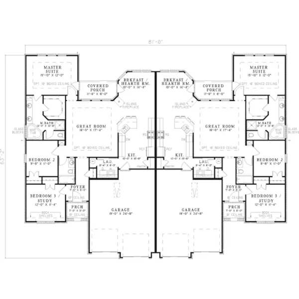 Ranch House Plan First Floor - Hellman Rustic Ranch Duplex 055D-0384 - Search House Plans and More