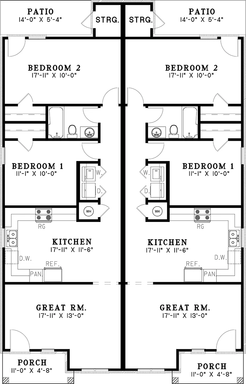 Ranch House Plan First Floor - Tarsney Luxury Brick Duplex 055D-0386 - Shop House Plans and More