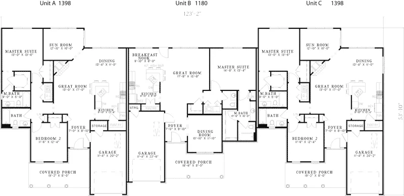 Ranch House Plan First Floor - Edgepark Cape Cod Triplex 055D-0392 - Search House Plans and More