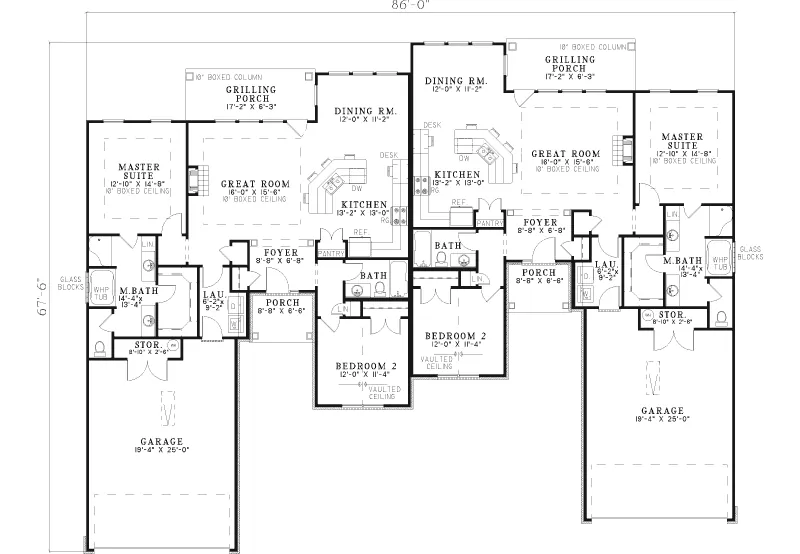 Traditional House Plan First Floor - Brooke Ridge Duplex Home 055D-0399 - Search House Plans and More