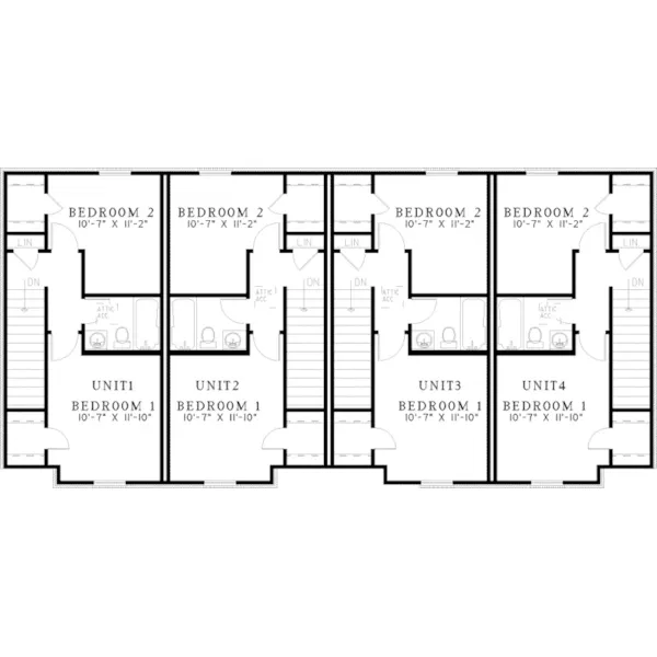 Multi-Family House Plan Second Floor - Donoho Place 2-Story Fourplex 055D-0401 - Search House Plans and More