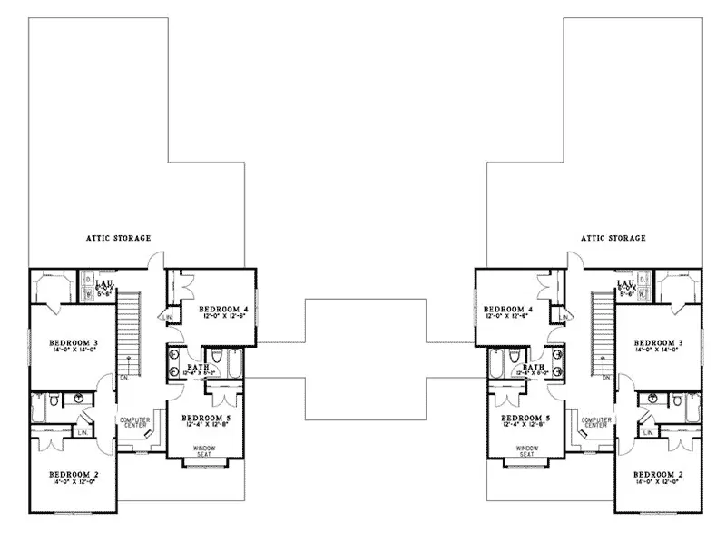 Tudor House Plan Second Floor - Rocky Creek Country Duplex 055D-0403 - Shop House Plans and More