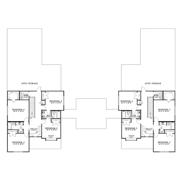 Tudor House Plan Second Floor - Rocky Creek Country Duplex 055D-0403 - Shop House Plans and More