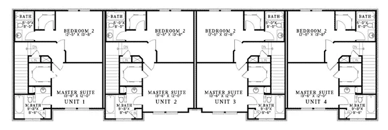 Traditional House Plan Second Floor - Laboure European Fourplex Home 055D-0404 - Shop House Plans and More