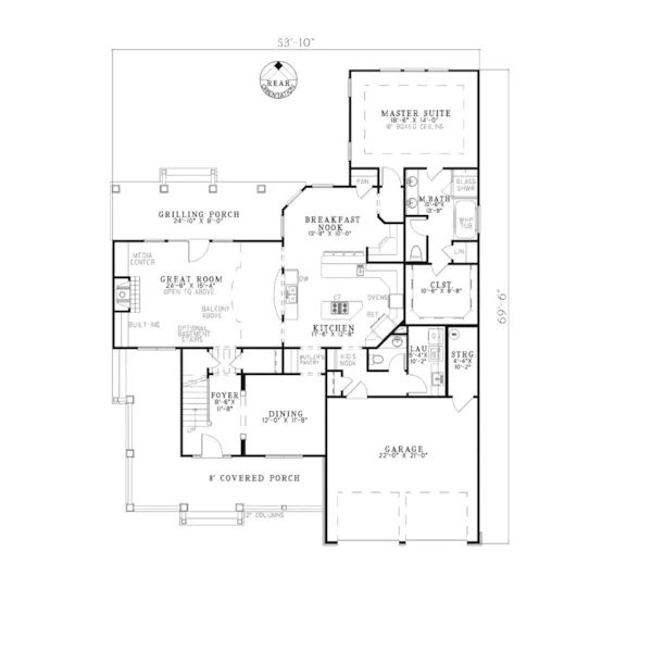 Country House Plan First Floor - Spring Glen Country Farmhouse 055D-0410 - Shop House Plans and More