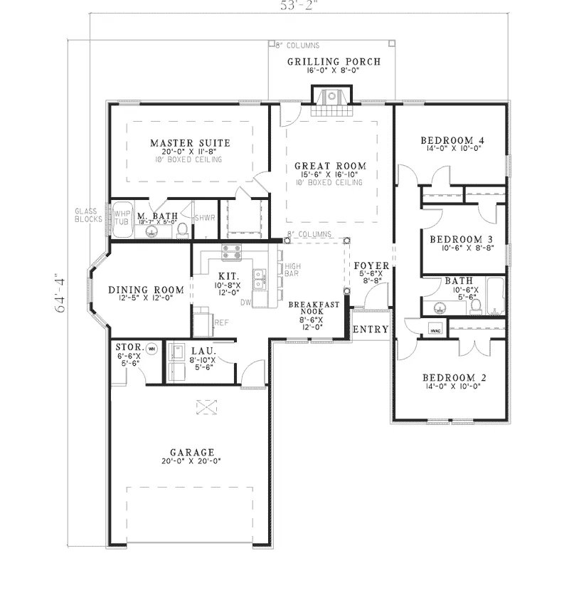 Ranch House Plan First Floor - Grain Valley Ranch Home 055D-0411 - Search House Plans and More
