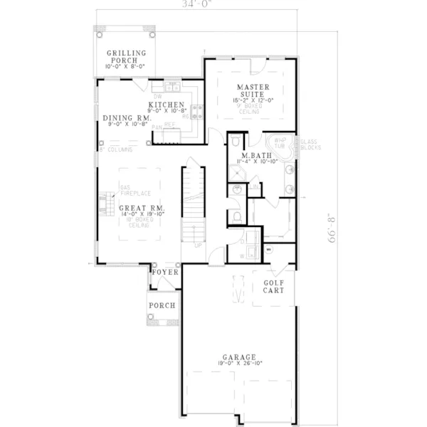 Ranch House Plan First Floor - Harvey Mill Narrow Lot Home 055D-0416 - Search House Plans and More