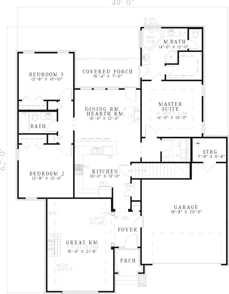 Traditional House Plan First Floor - Lomira Narrow Lot Home 055D-0417 - Shop House Plans and More