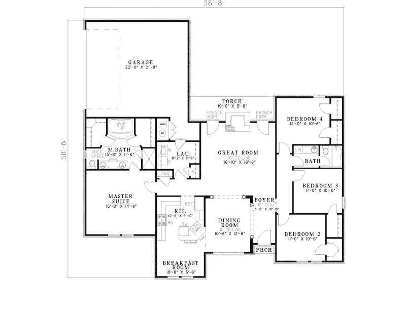 Traditional House Plan First Floor - Gladstone Traditional Home 055D-0419 - Search House Plans and More