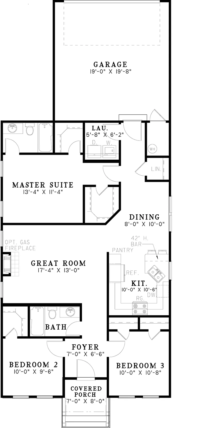 Ranch House Plan First Floor - Hazelgreen Ranch Cottage Home 055D-0423 - Search House Plans and More