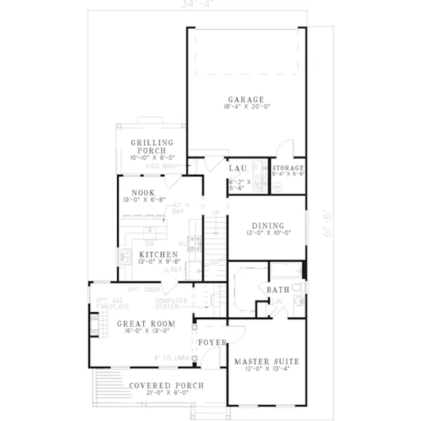 Traditional House Plan First Floor - Grayson Ridge Country Farmhouse 055D-0424 - Search House Plans and More