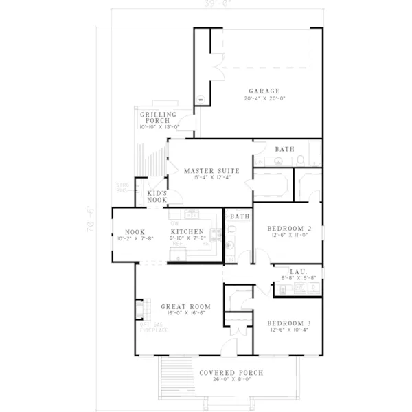 Ranch House Plan First Floor - Hargrove Bluff Country Home 055D-0426 - Search House Plans and More