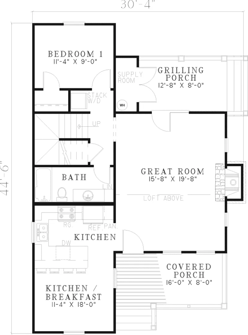Rustic House Plan First Floor - Bevo Mill Rustic Cottage Home 055D-0430 - Search House Plans and More