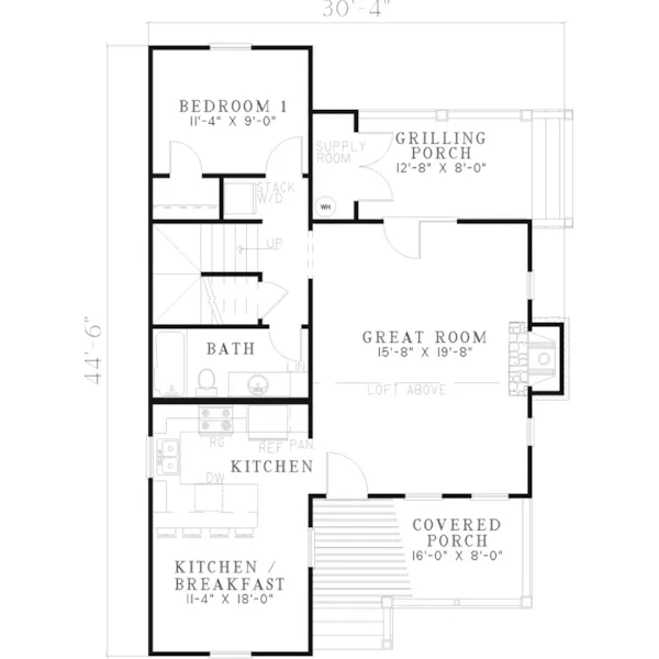 Rustic House Plan First Floor - Bevo Mill Rustic Cottage Home 055D-0430 - Search House Plans and More