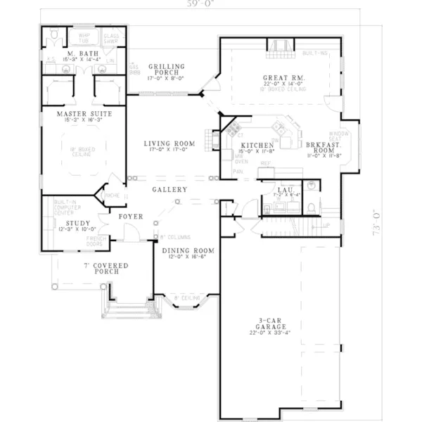 Traditional House Plan First Floor - Eartha Traditional Home 055D-0431 - Search House Plans and More