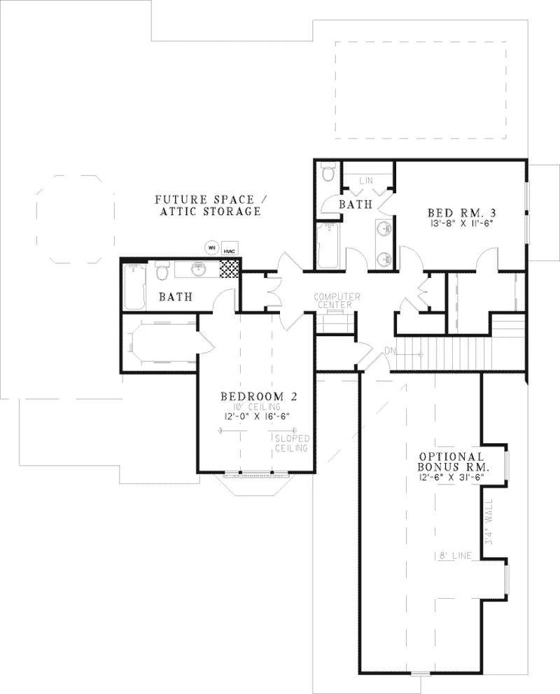 Traditional House Plan Second Floor - Eartha Traditional Home 055D-0431 - Search House Plans and More