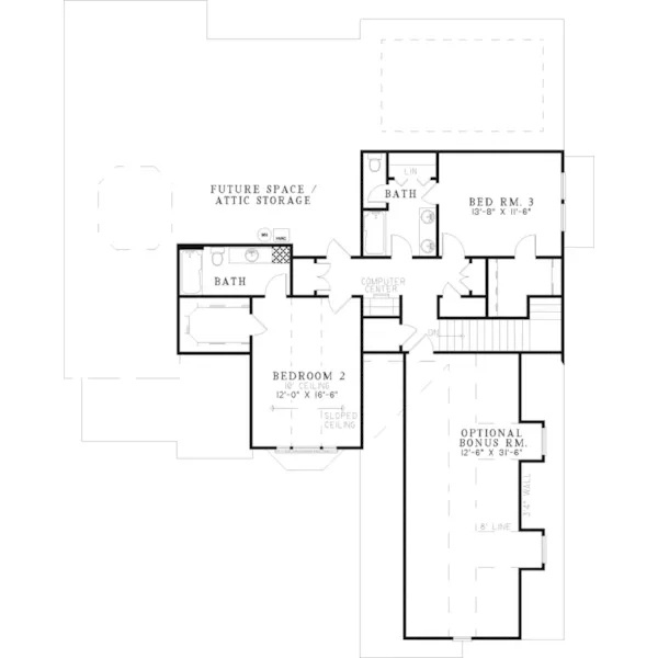 Traditional House Plan Second Floor - Eartha Traditional Home 055D-0431 - Search House Plans and More