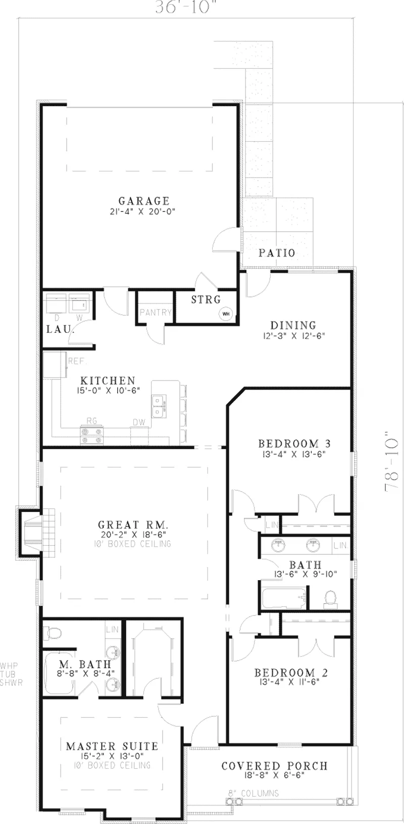 Country House Plan First Floor - Concord Hill Narrow Lot Home 055D-0432 - Search House Plans and More