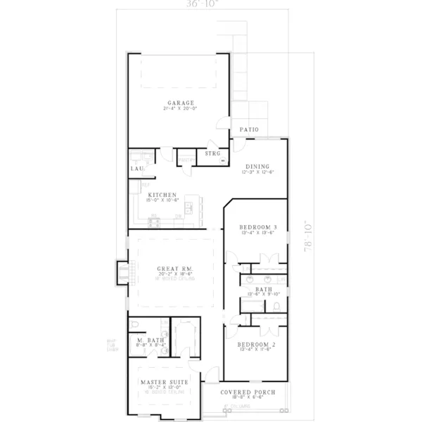 Ranch House Plan First Floor - Concord Hill Narrow Lot Home 055D-0432 - Search House Plans and More