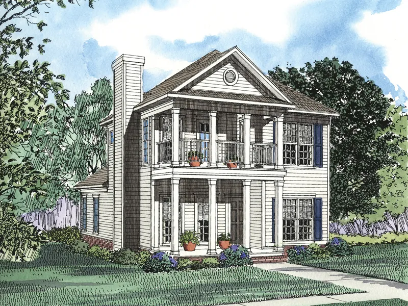 First And Second Floor Porches Add Curb Appeal To This Plantation Home