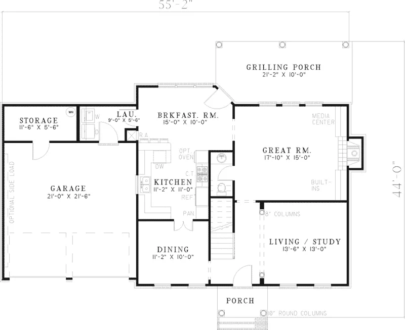 Early American House Plan First Floor - Wheelwright Colonial Home 055D-0444 - Shop House Plans and More
