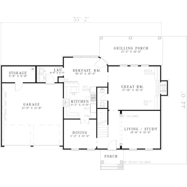 Georgian House Plan First Floor - Wheelwright Colonial Home 055D-0444 - Shop House Plans and More