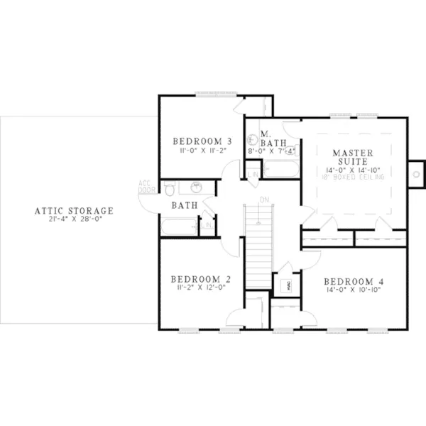 Georgian House Plan Second Floor - Wheelwright Colonial Home 055D-0444 - Shop House Plans and More