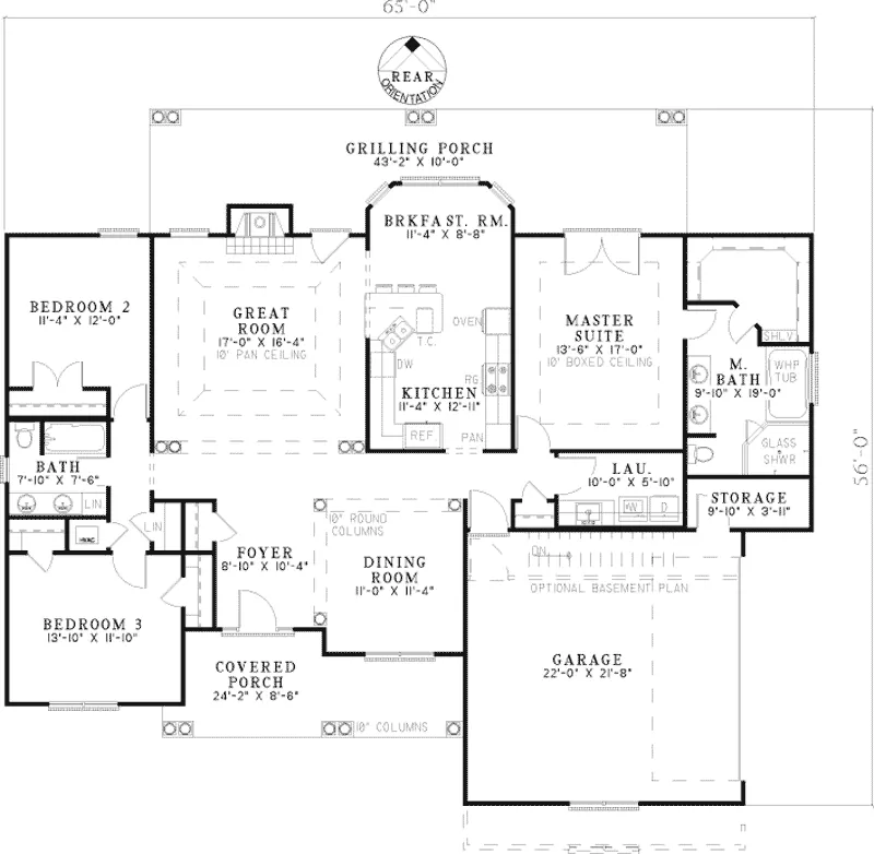 Country House Plan First Floor - Highgrove Ranch Home 055D-0445 - Search House Plans and More