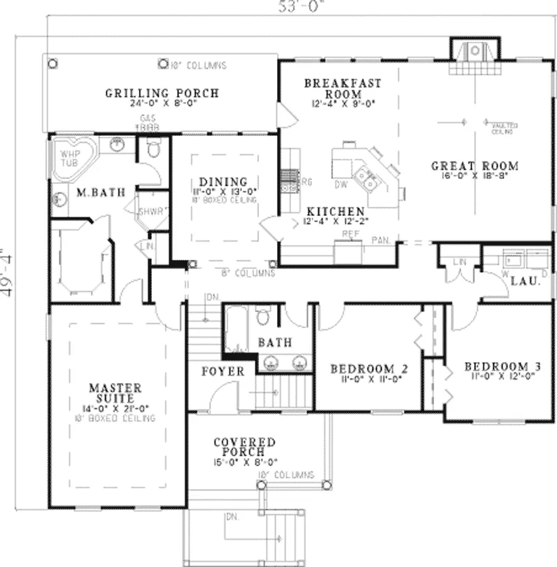 Craftsman House Plan First Floor - Fridley Country Home 055D-0452 - Search House Plans and More