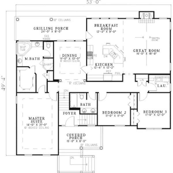 Traditional House Plan First Floor - Fridley Country Home 055D-0452 - Search House Plans and More