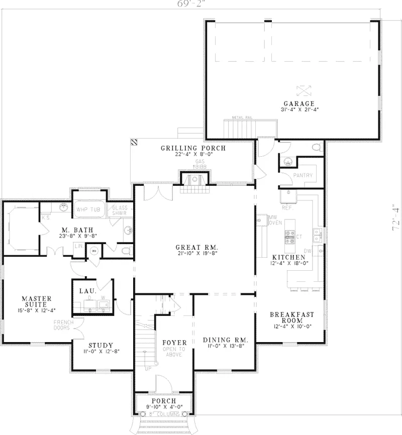 Georgian House Plan First Floor - Tamara Two-Story Home 055D-0453 - Shop House Plans and More