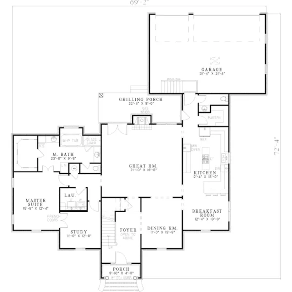 Traditional House Plan First Floor - Tamara Two-Story Home 055D-0453 - Shop House Plans and More