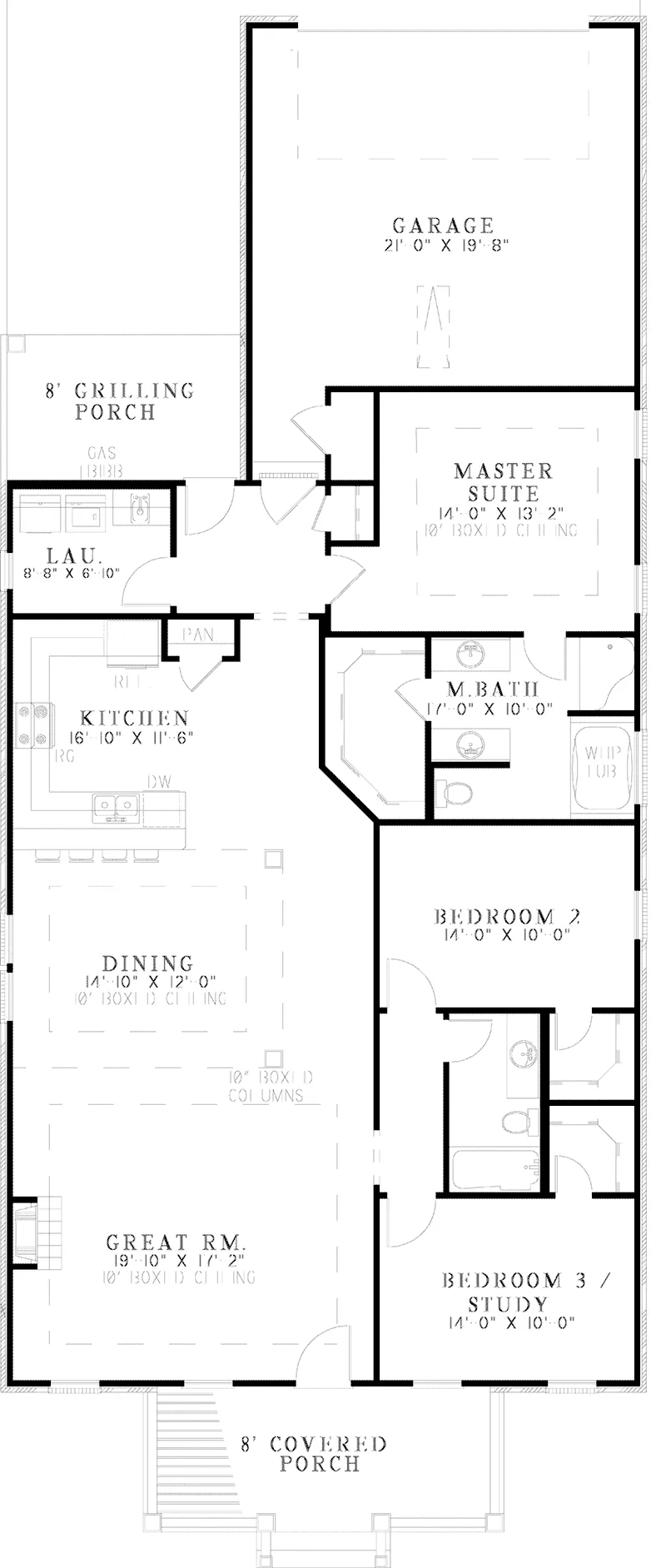 Traditional House Plan First Floor - Oakcrest Manor Narrow Lot Home 055D-0456 - Shop House Plans and More