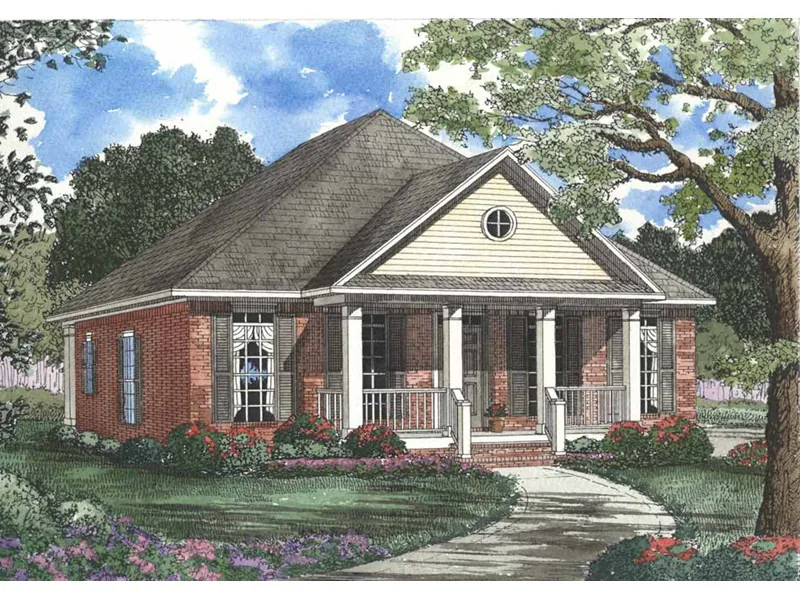 Traditional House Plan Front Image - Oakcrest Manor Narrow Lot Home 055D-0456 - Shop House Plans and More
