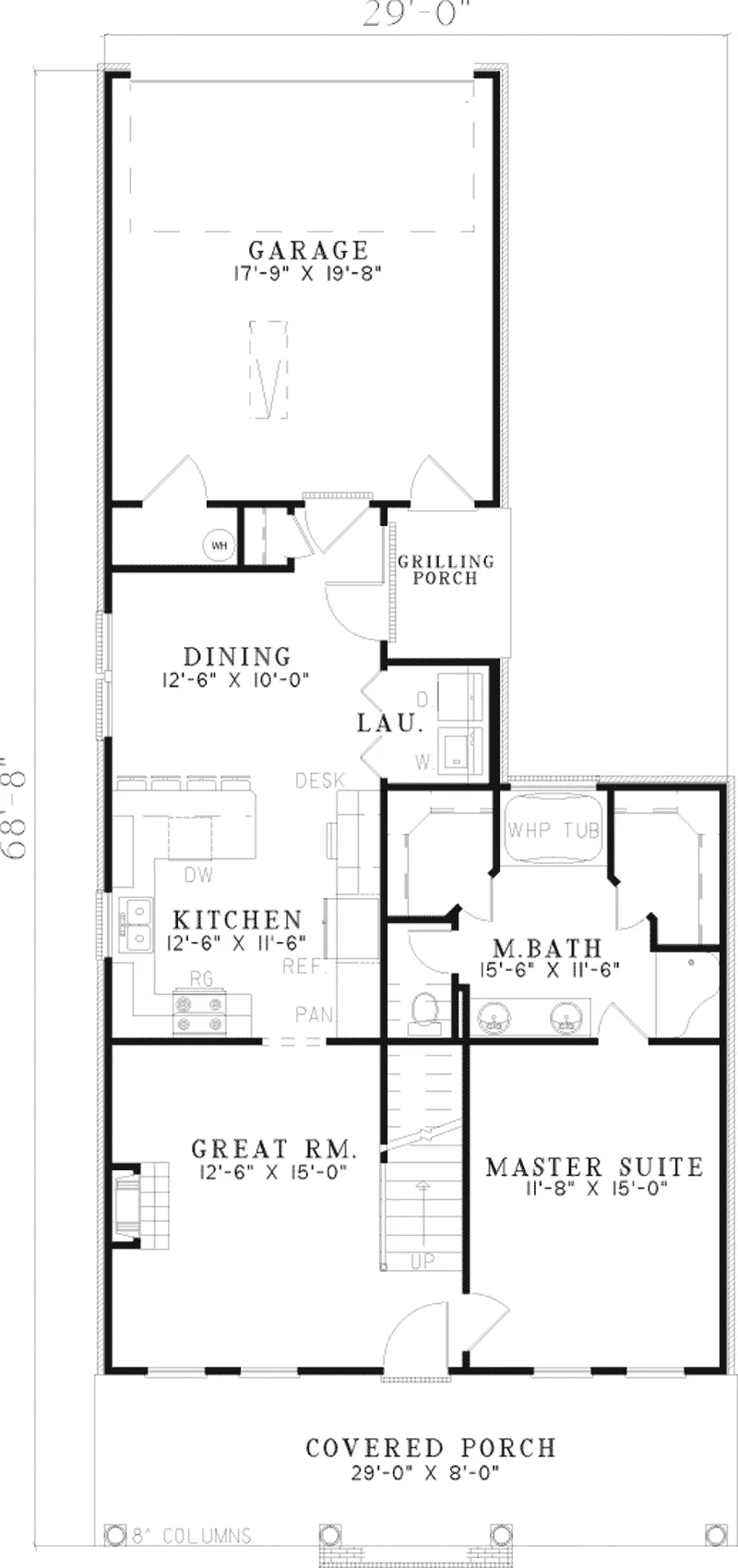 Cape Cod & New England House Plan First Floor - Tandrige Narrow Lot Home 055D-0458 - Shop House Plans and More