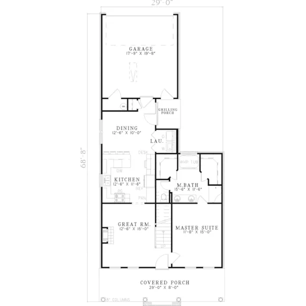 Traditional House Plan First Floor - Tandrige Narrow Lot Home 055D-0458 - Shop House Plans and More