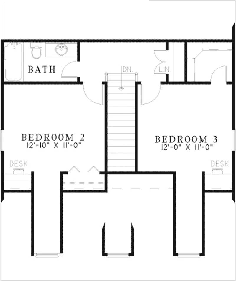 Country House Plan Second Floor - Tandrige Narrow Lot Home 055D-0458 - Shop House Plans and More