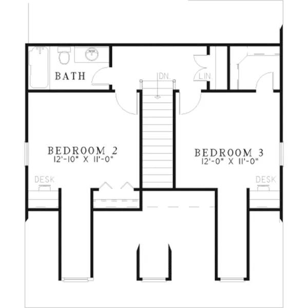 Traditional House Plan Second Floor - Tandrige Narrow Lot Home 055D-0458 - Shop House Plans and More