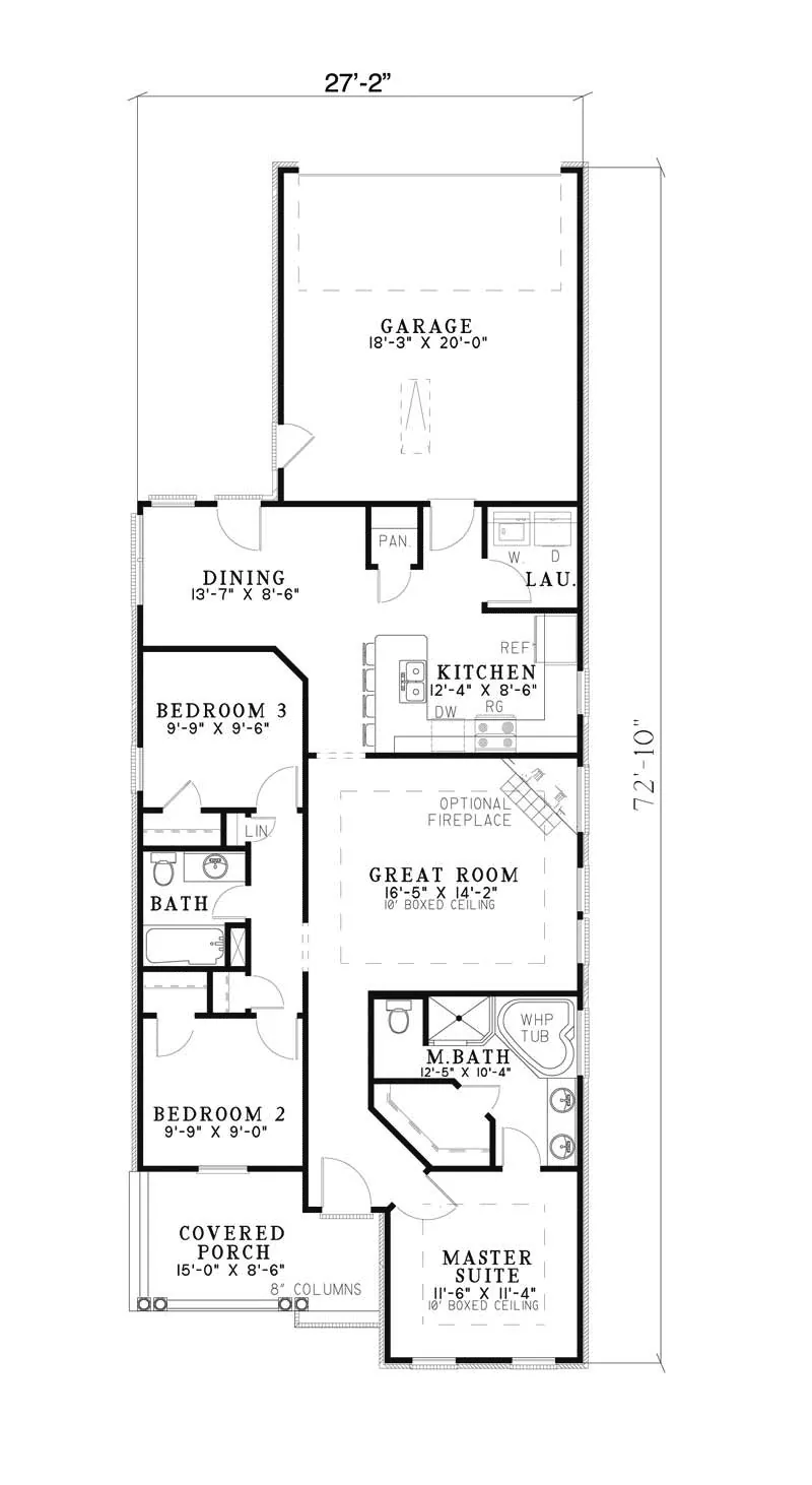 Country House Plan First Floor - Larkhill Narrow Lot Home 055D-0460 - Shop House Plans and More