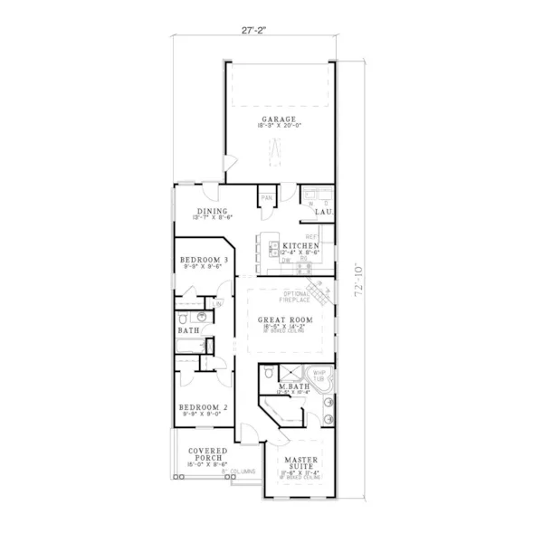 Country House Plan First Floor - Larkhill Narrow Lot Home 055D-0460 - Shop House Plans and More