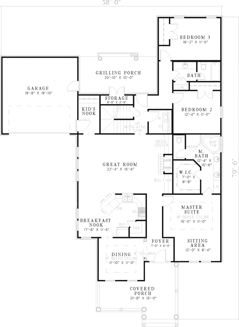 Country House Plan First Floor - Panattoni Country Ranch Home 055D-0463 - Shop House Plans and More